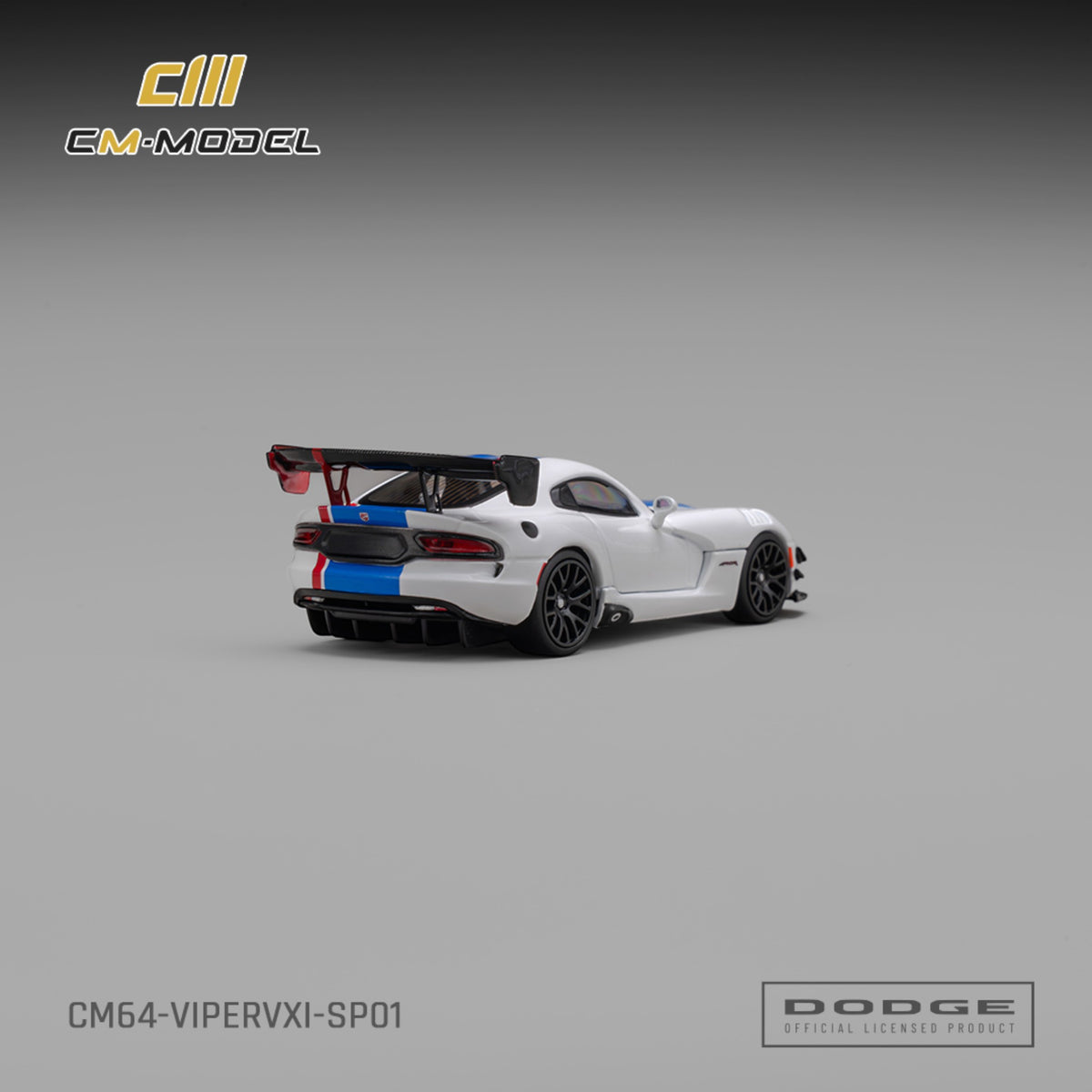 CM Model - Pre-Order - Dodge Viper VXI ACR White,  blue & red stripes - CM64-ViperVXI-SP01