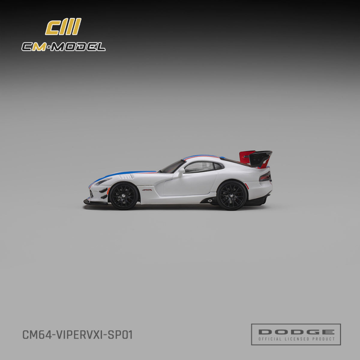 CM Model - Pre-Order - Dodge Viper VXI ACR White,  blue & red stripes - CM64-ViperVXI-SP01