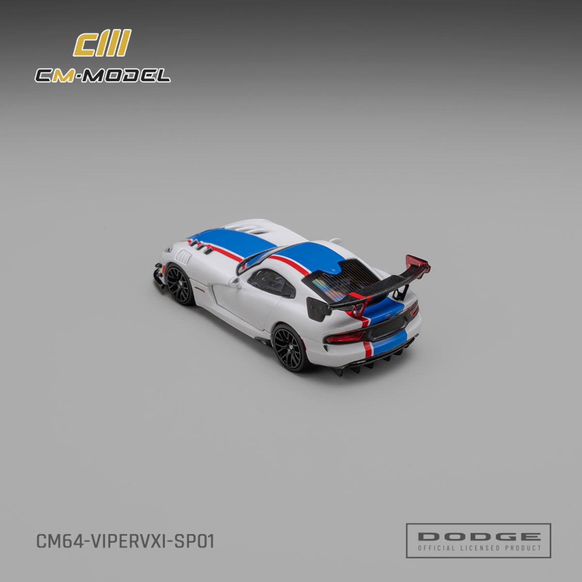 CM Model - Pre-Order - Dodge Viper VXI ACR White,  blue & red stripes - CM64-ViperVXI-SP01