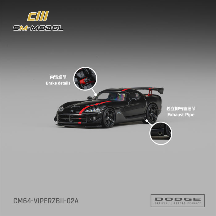 CM Model - Pre-Order - Dodge Viper ACR(ZBII) Viper Black with Red Stripes - CM64-ViperZBII-02A
