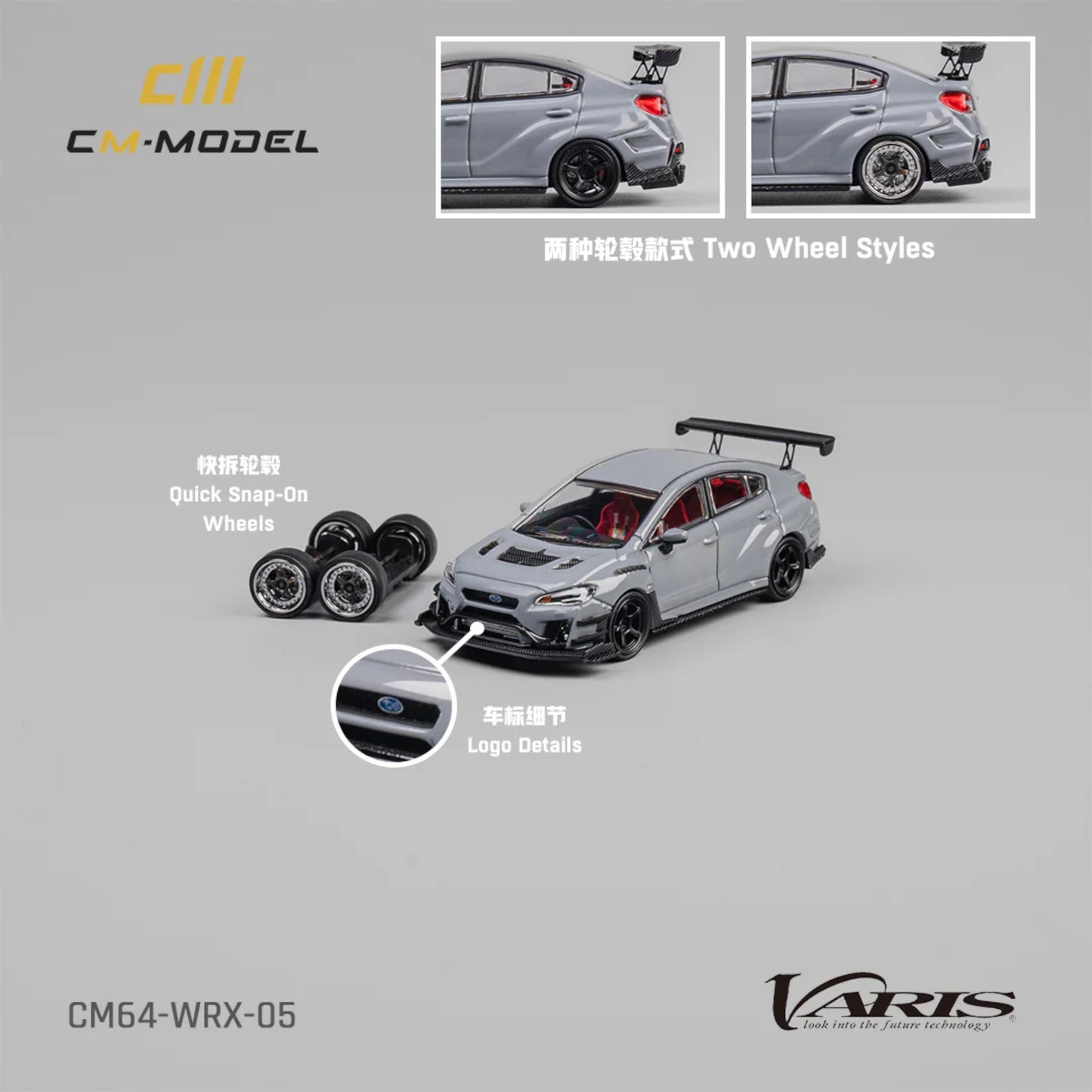 CM Model - Subaru WRX Varis Widebody 2.0 – Gray - CM64-WRX-05