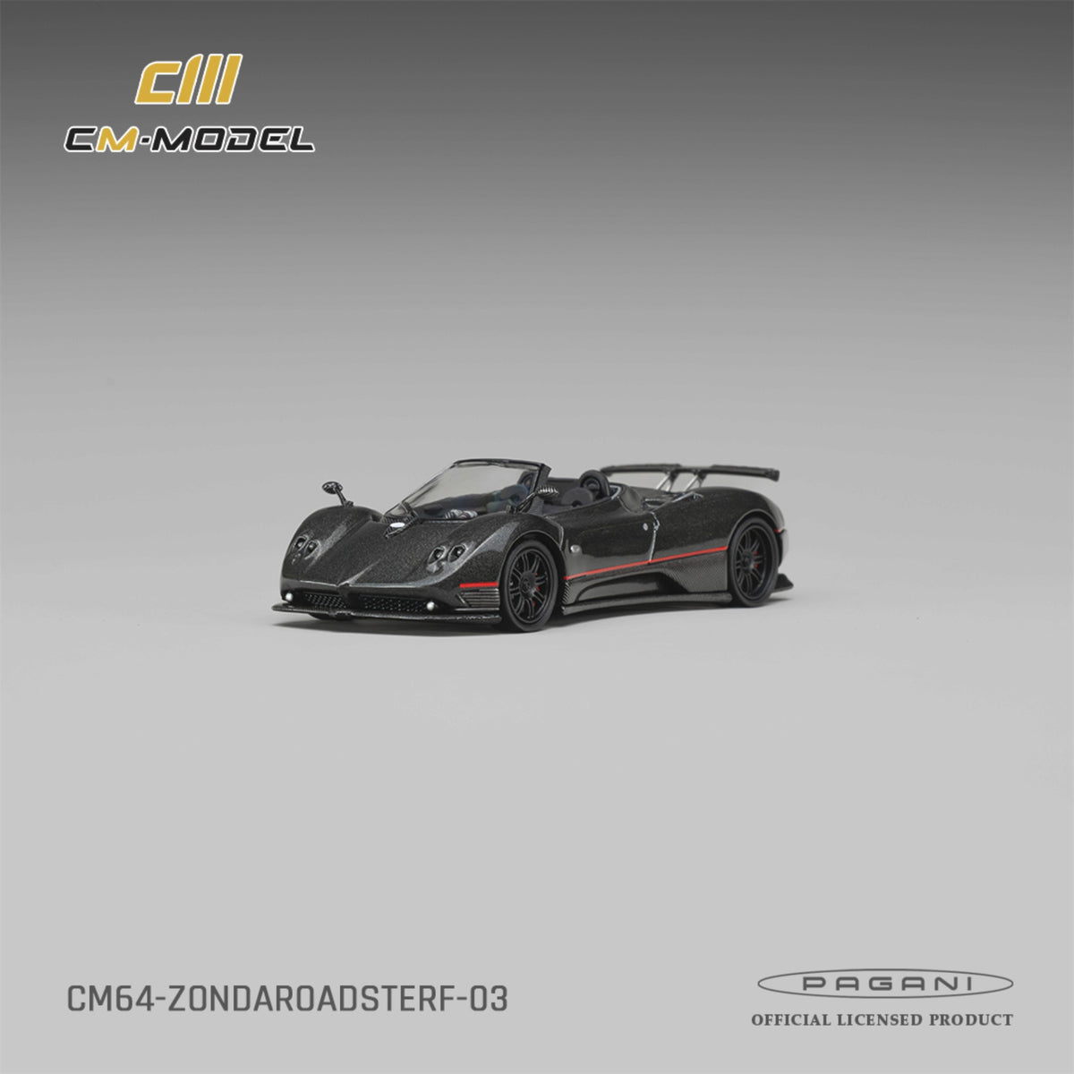 CM Model - Pre-Order - Pagani ZondaF Roadster Montecarlo Gray - CM64-ZONDAROADSTERF-03