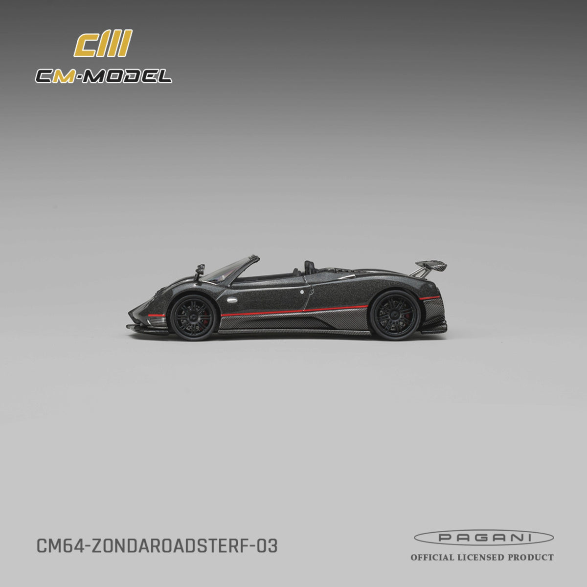 CM Model - Pre-Order - Pagani ZondaF Roadster Montecarlo Gray - CM64-ZONDAROADSTERF-03