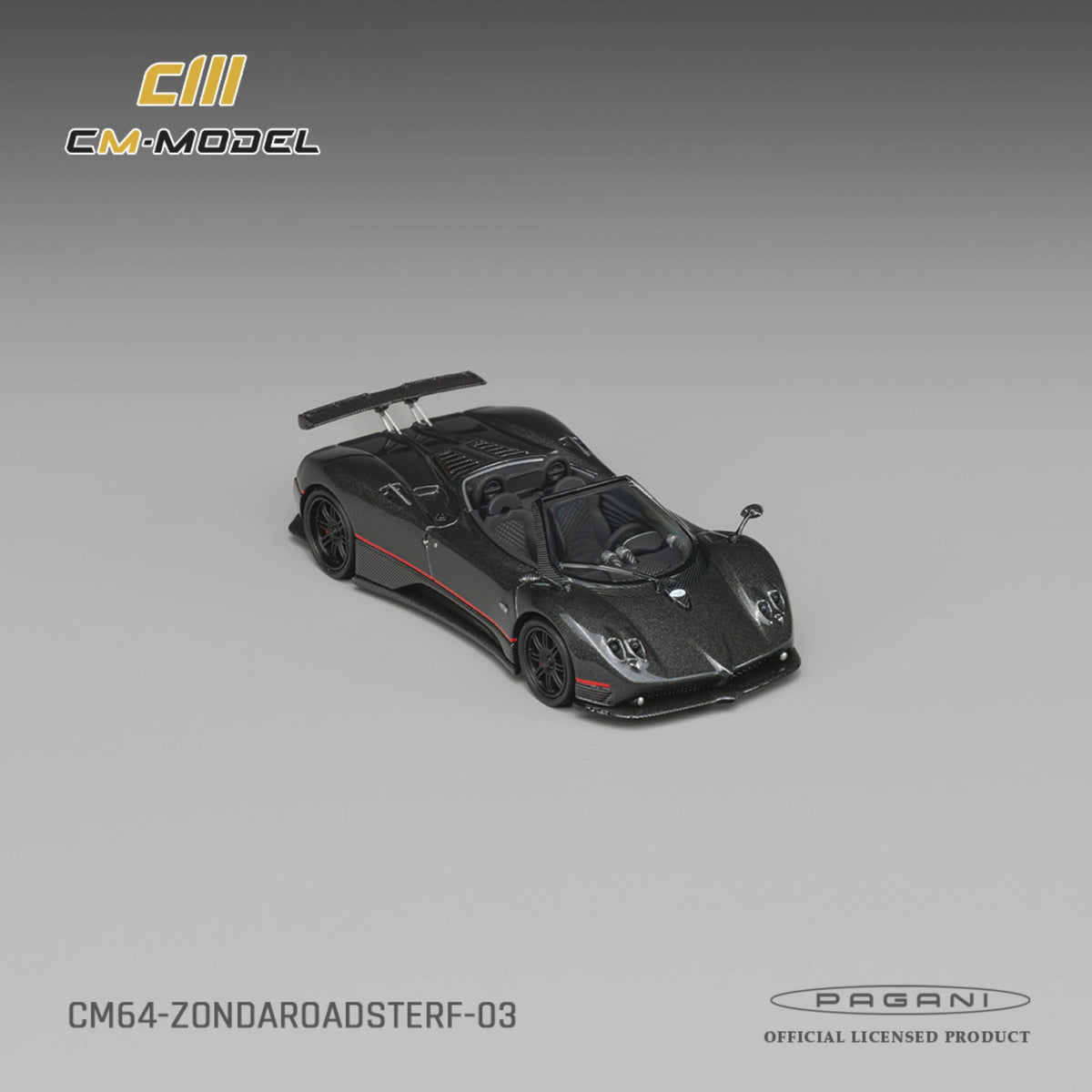 CM Model - Pre-Order - Pagani ZondaF Roadster Montecarlo Gray - CM64-ZONDAROADSTERF-03