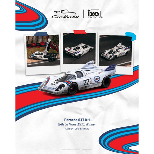 Tarmac Works - Pre-Order - Porsche 917 KH 24h Le Mans #22 Winner 1971 - CWB64-002-LMRF22