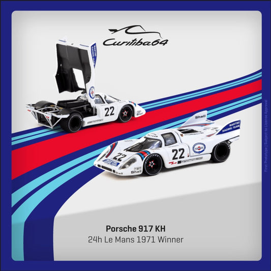 Tarmac Works - Pre-Order - 1971 Porsche 917KH #22 Winner 24h Le Mans, white/blue - CWB64-002-LMW22