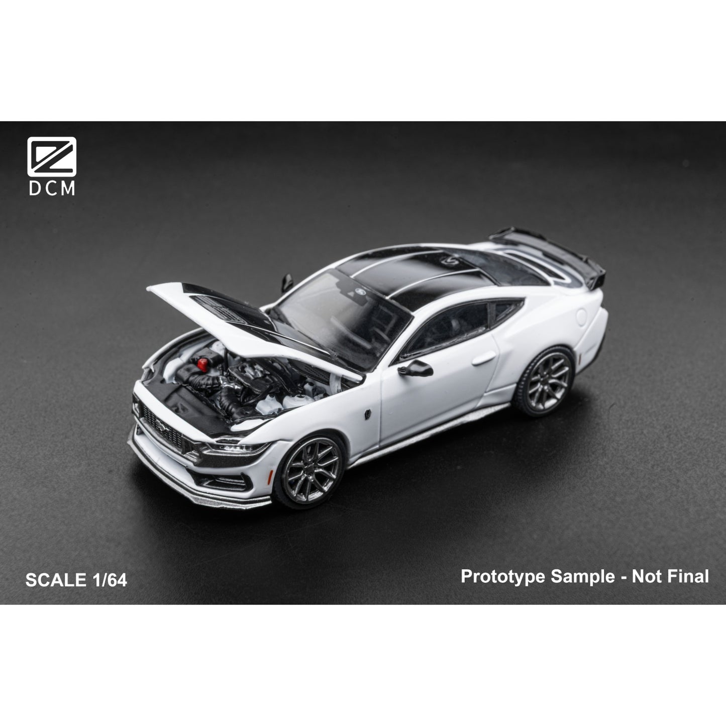 DCM-Models - Pre-Order - Mustang Dark Horse White - grey wheels - DCM64-DH-WHIBLK