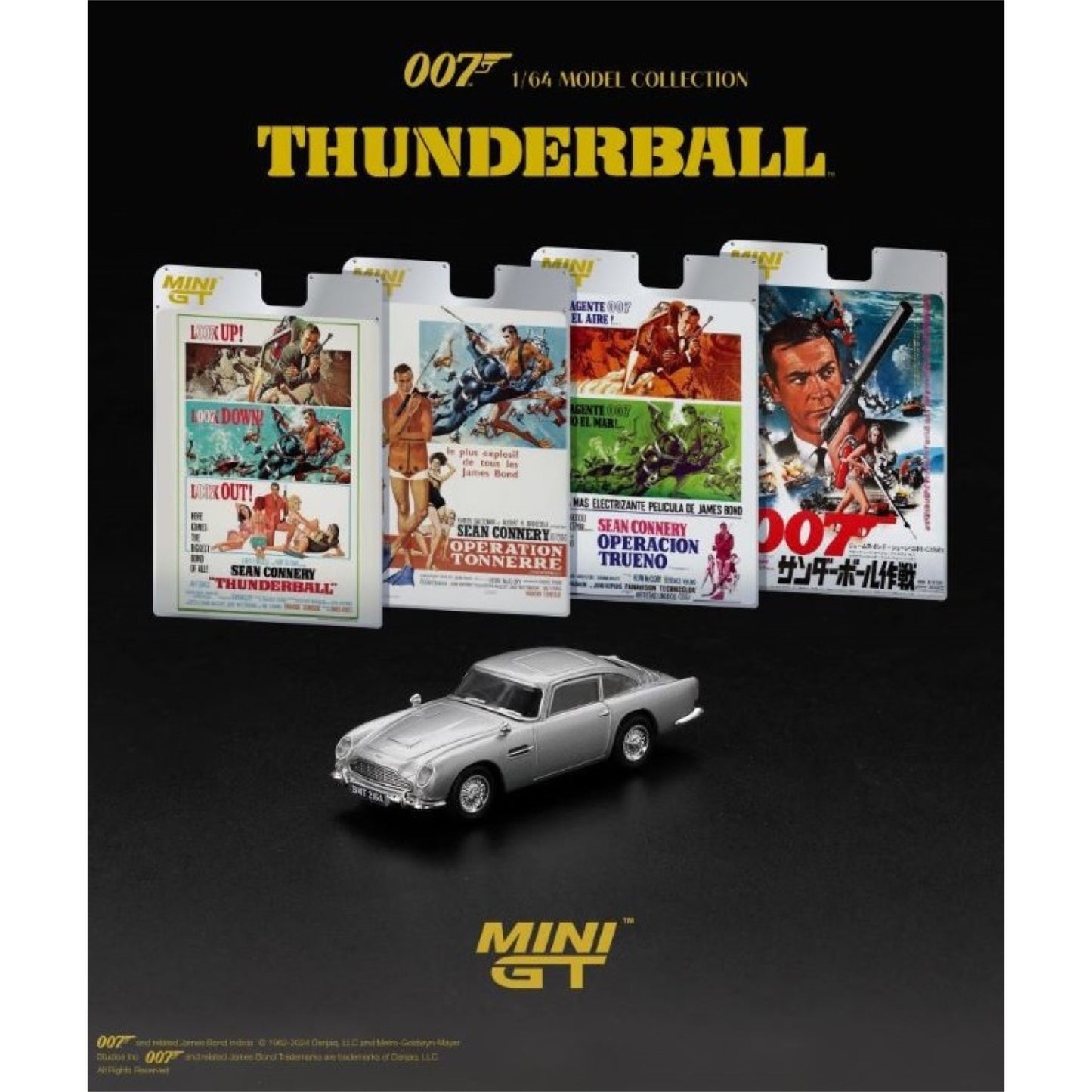 Mini GT - Pre-Order - ASTON MARTIN DB5 THUNDERBALL ENGLISH BLISTER PACKAGING - MGT901 (RHD) - 1:64