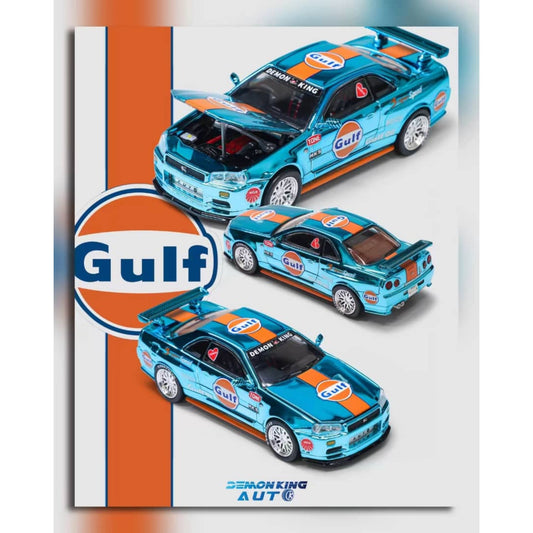 DemonKing - Pre-Order - Nissan Skyline GT-R (R34), Chrome Gulf