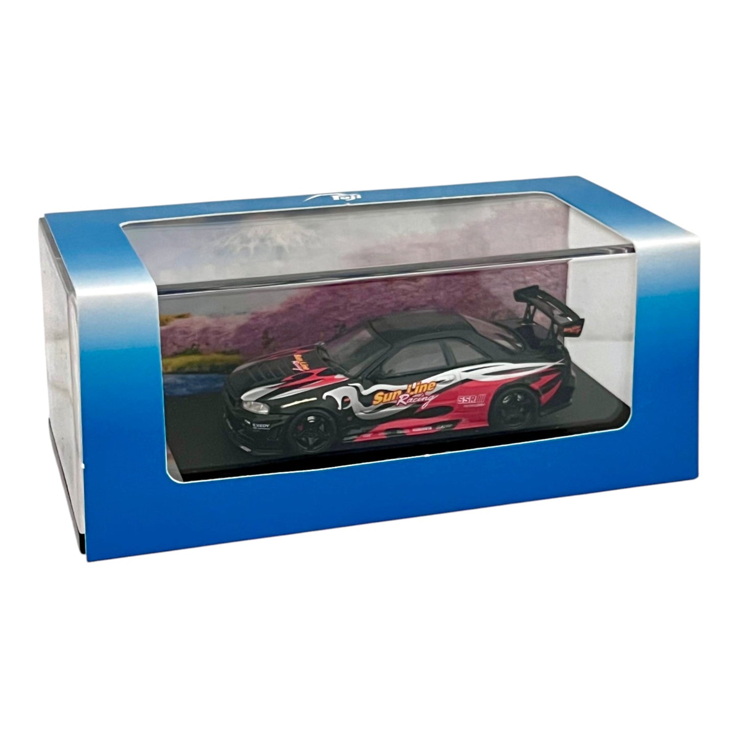 Fuji Model - Skyline GT-R R34 Z-Tune, Black-Red Flame Livery - FM64-R34-BLK