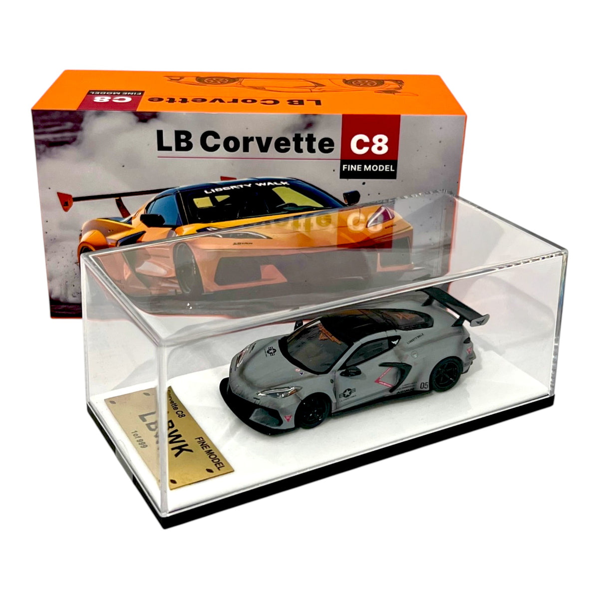 Fine Model - Corvette C8 Liberty Walk Wide Body, combat grey - FN64-C8-GRY