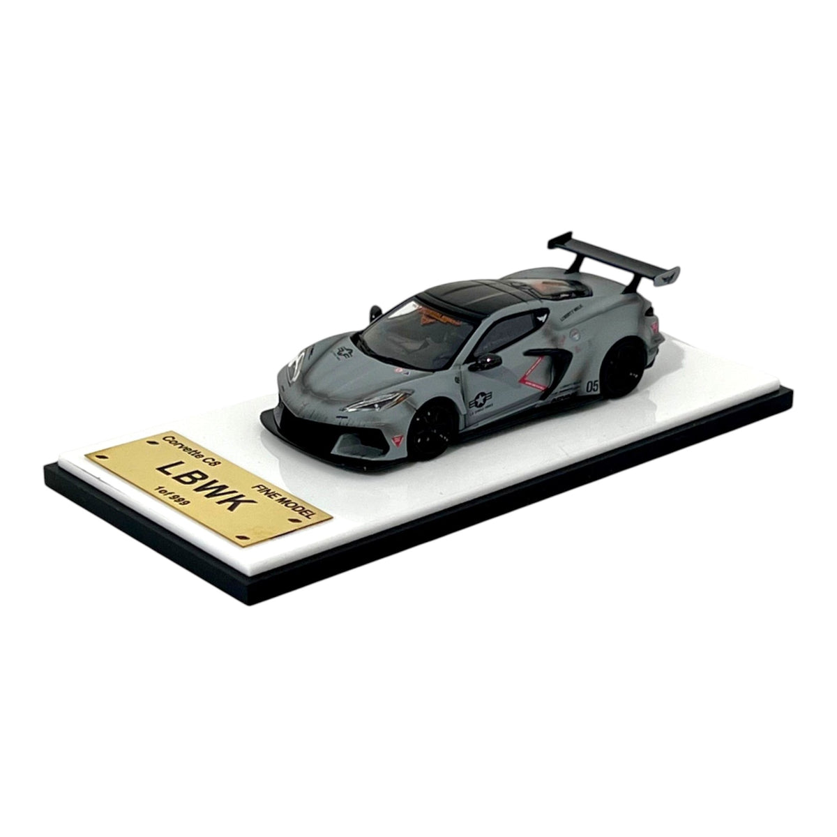 Fine Model - Corvette C8 Liberty Walk Wide Body, combat grey - FN64-C8-GRY