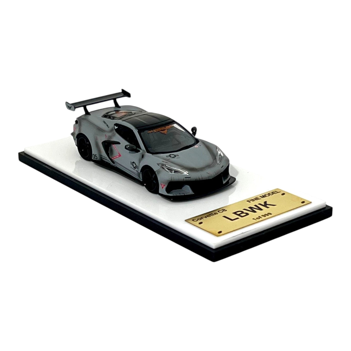 Fine Model - Corvette C8 Liberty Walk Wide Body, combat grey - FN64-C8-GRY