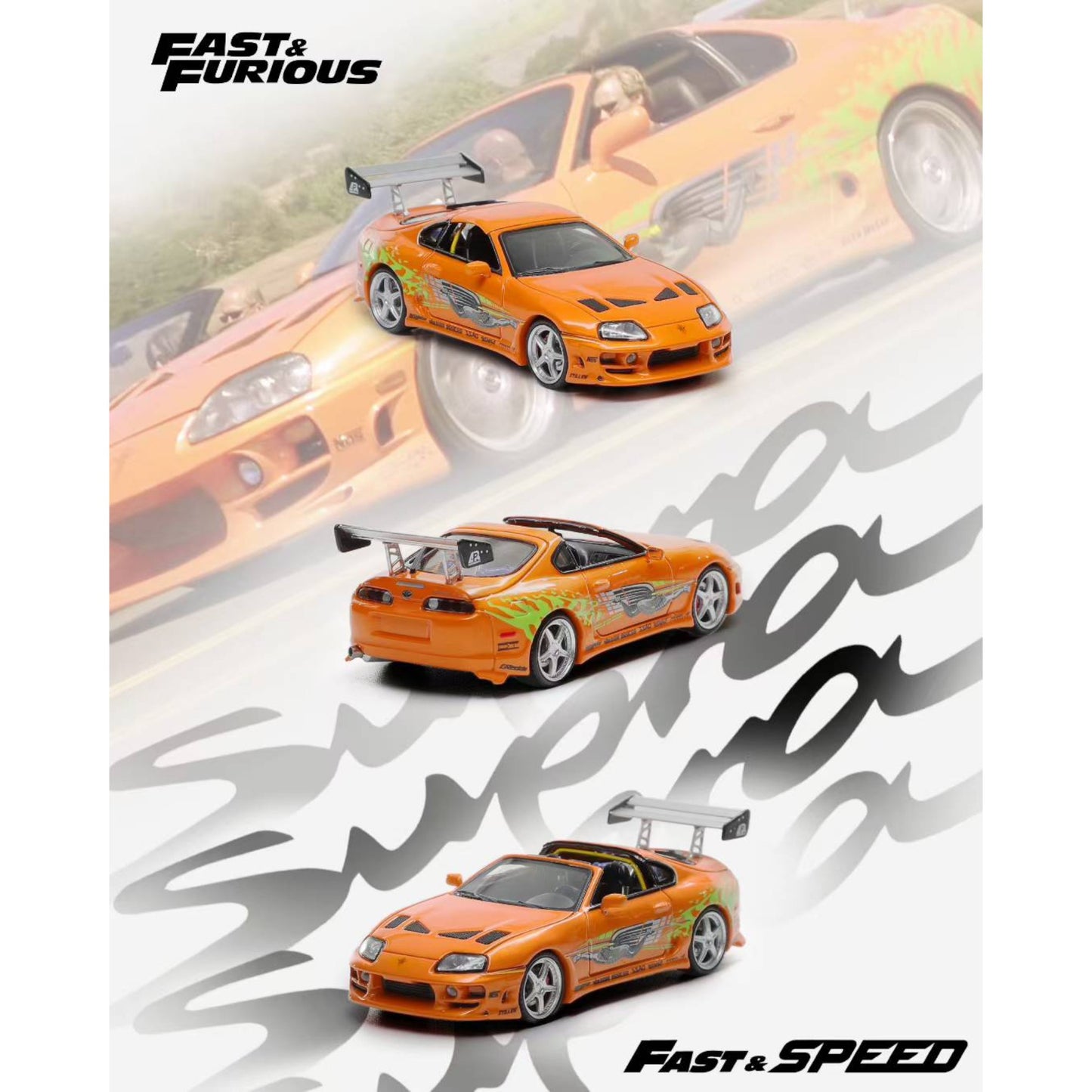 FastSpeed Model - Pre-Order - Supra A80 F&F, Orange mit Figur - FS64-A80-FNF-F