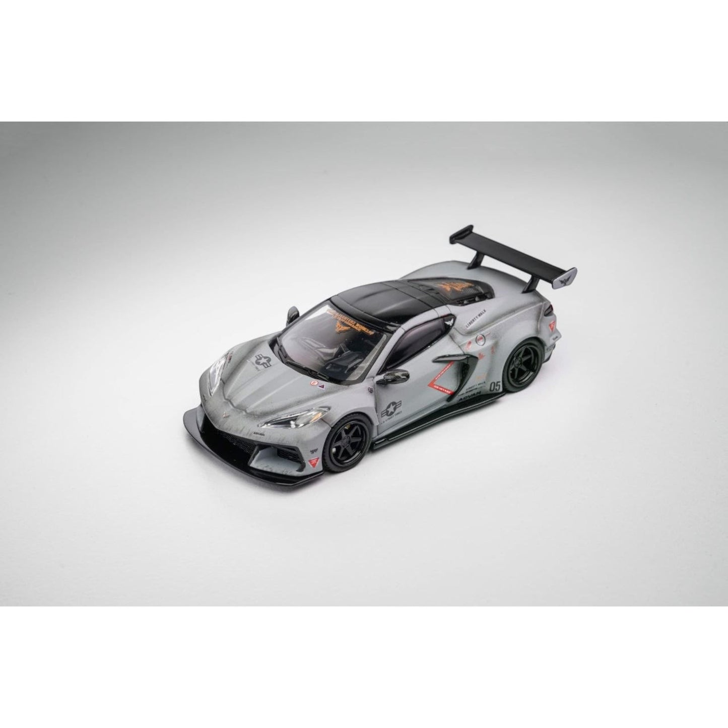 Fine Model - Corvette C8 Liberty Walk Wide Boday, combat grey - FN64-C8-GRY