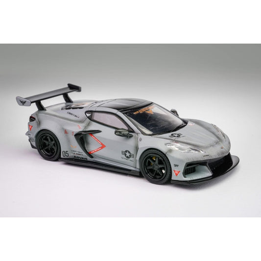 Fine Model - Corvette C8 Liberty Walk Wide Boday, combat grey - FN64-C8-GRY