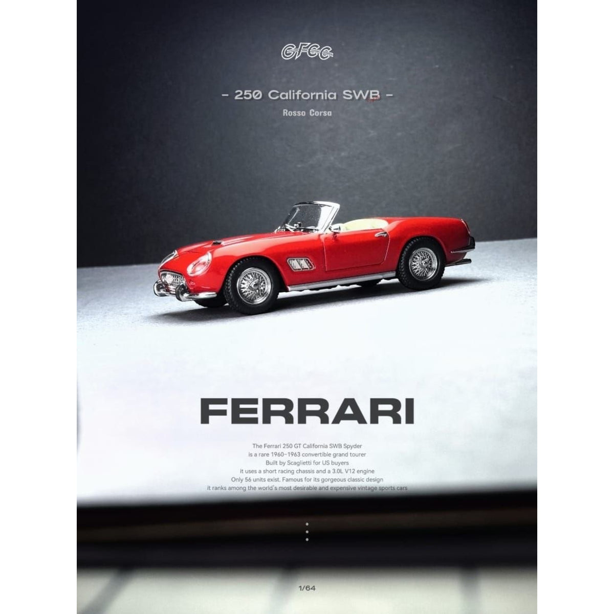 GFCC Diecast - 250 GT California SWB Spyder - GFCC64-250GT-RED
