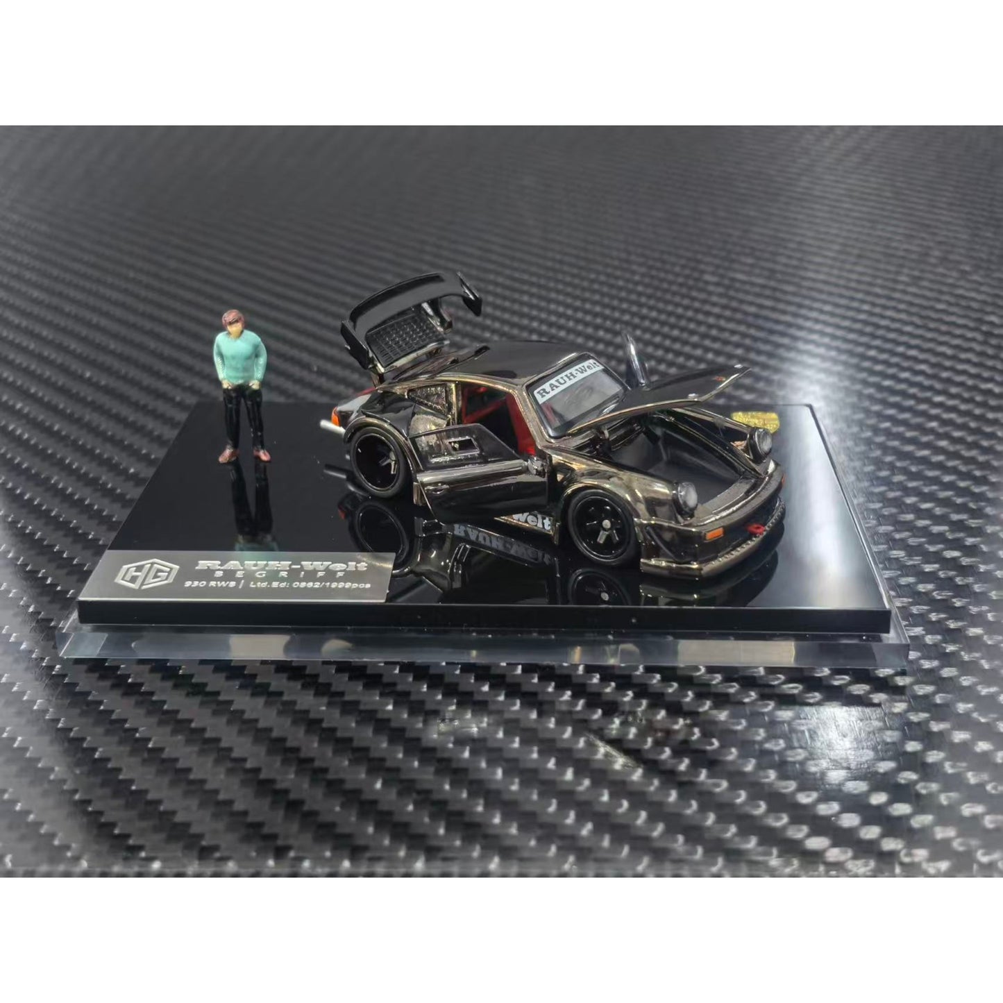 HG64 x FG Model - RWB930 GT Wing - Chrome GunMetal with Figure - HG6426101