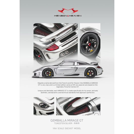 Henson & Heaven - Pre-Order - Gemballa Mistrale Mirage GT, Tungsun Silver - HH64-GMM-SIL