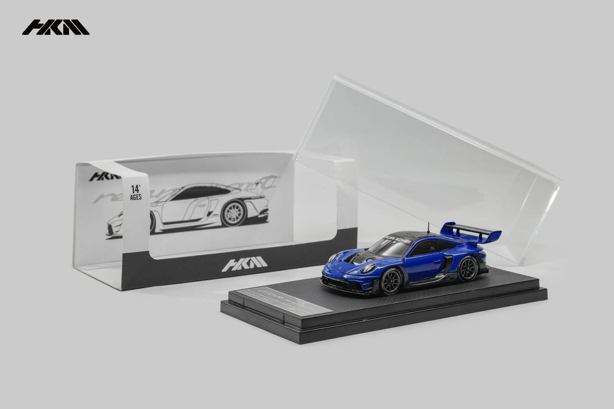 HKM Model - Pre-Order - Porsche 911 (992) GT3 Rennsport, Brumos Wing, San Marino blue - HKM64-992-SMB