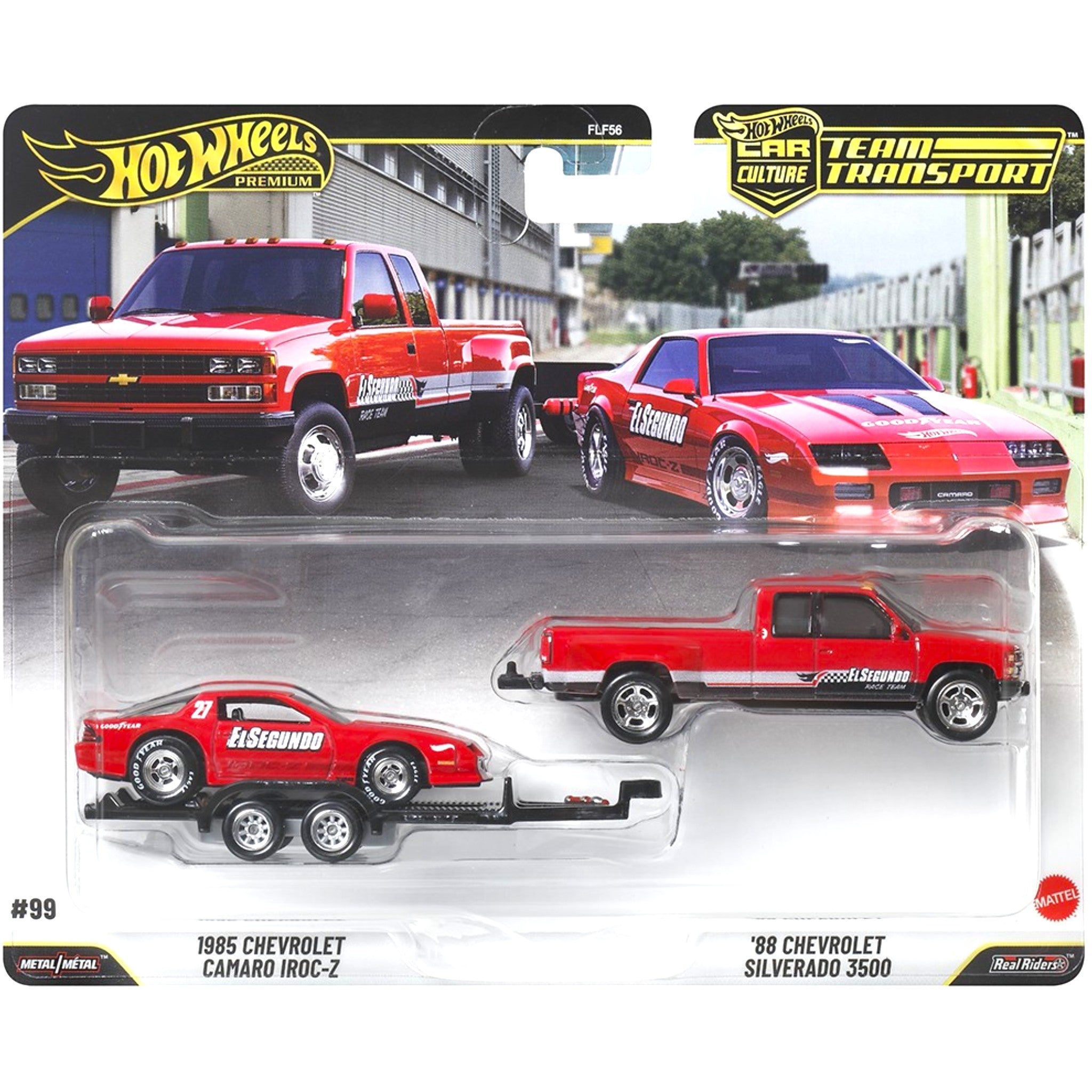 Hot Wheels 2027 - Pre-Order - Team Transport - Chevrolet Camaro IROC-Z & Chevrolet Silverado 3500 - #99