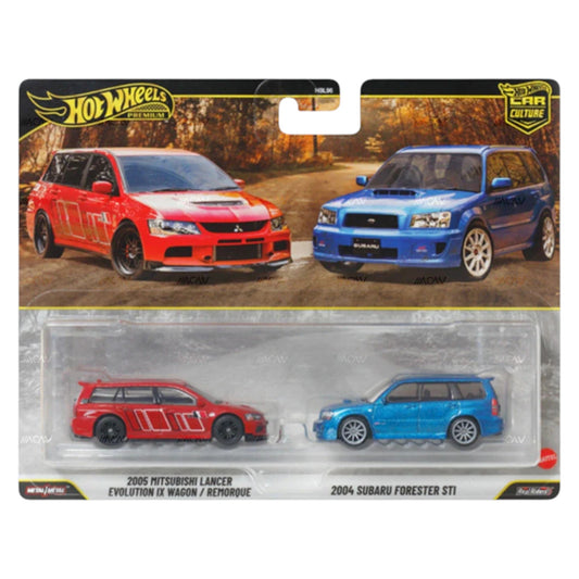 Hot Wheels 2026 - Pre-Order - 2-Pack - 2005 Mitsubishi Lancer Evolution IX Wagon & 2004 Subaru Forester STI