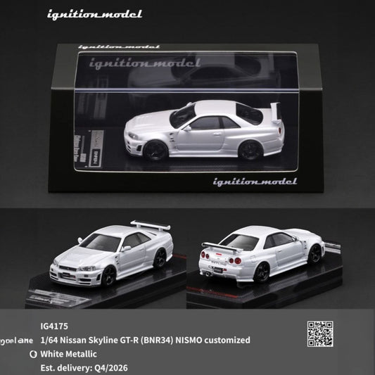 Ignition - Pre-Order - Nissan Skyline GT-R (BNR34) NISMO customized, white metallic - IG4175