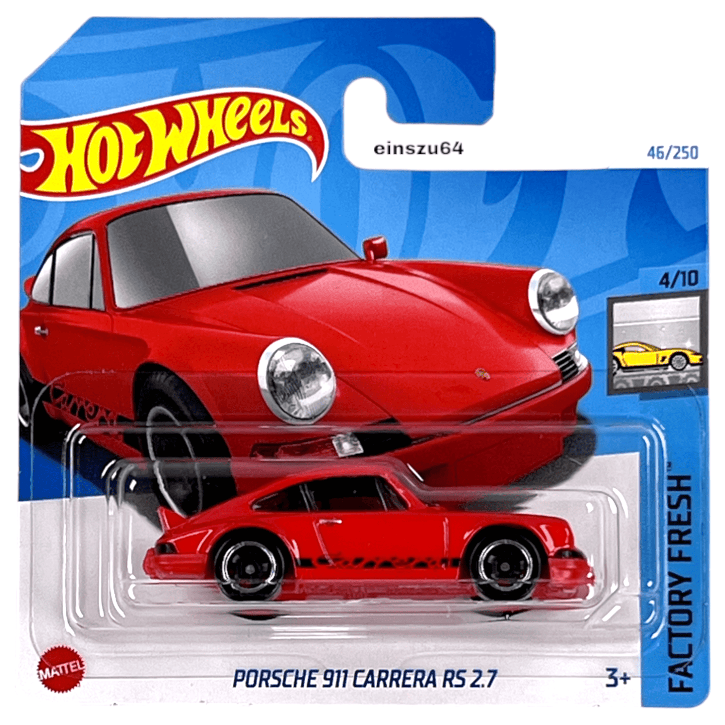 Hot Wheels 2024 Porsche 911 Carrera RS 2.7 Factory Fresh 4 10 HT einszu64