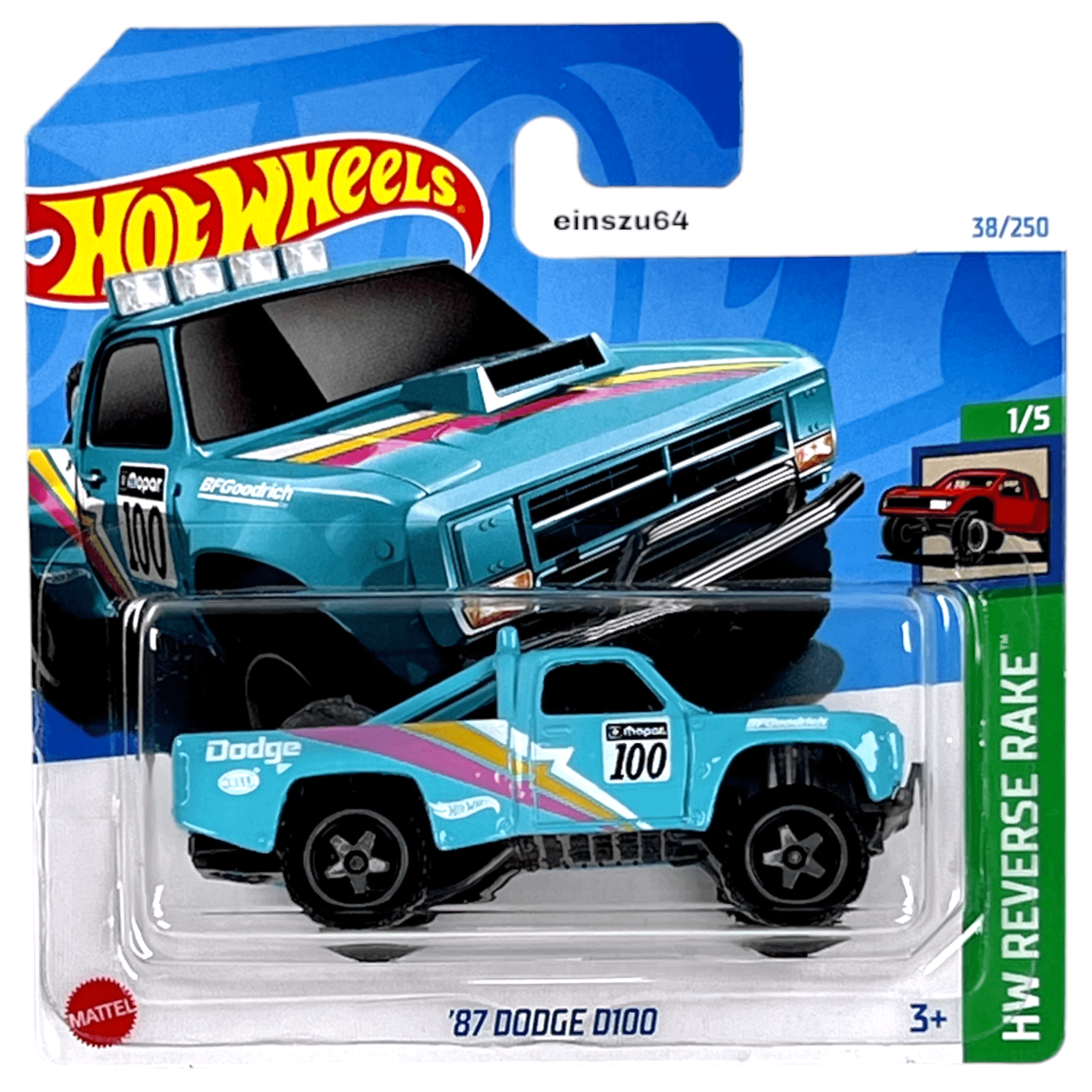 Hot Wheels 2024 - ´87 Dodge D100 - Reverse Rake 1/5 - HTD17 - 38/250 ...