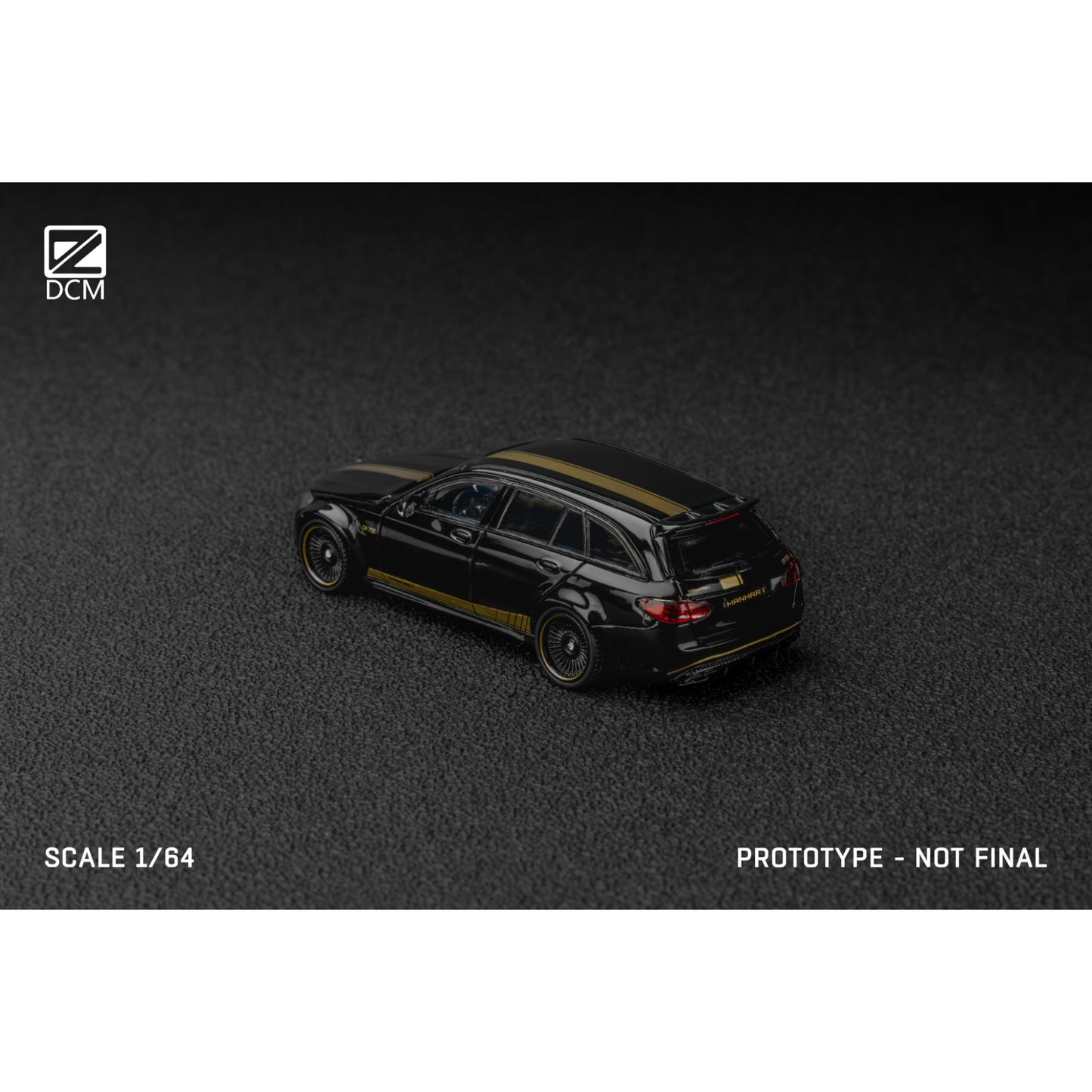 Pre-Order bis 23.08.2025 - DCM Models - C63S AMG S205, Wagon, Black with Gold Livery