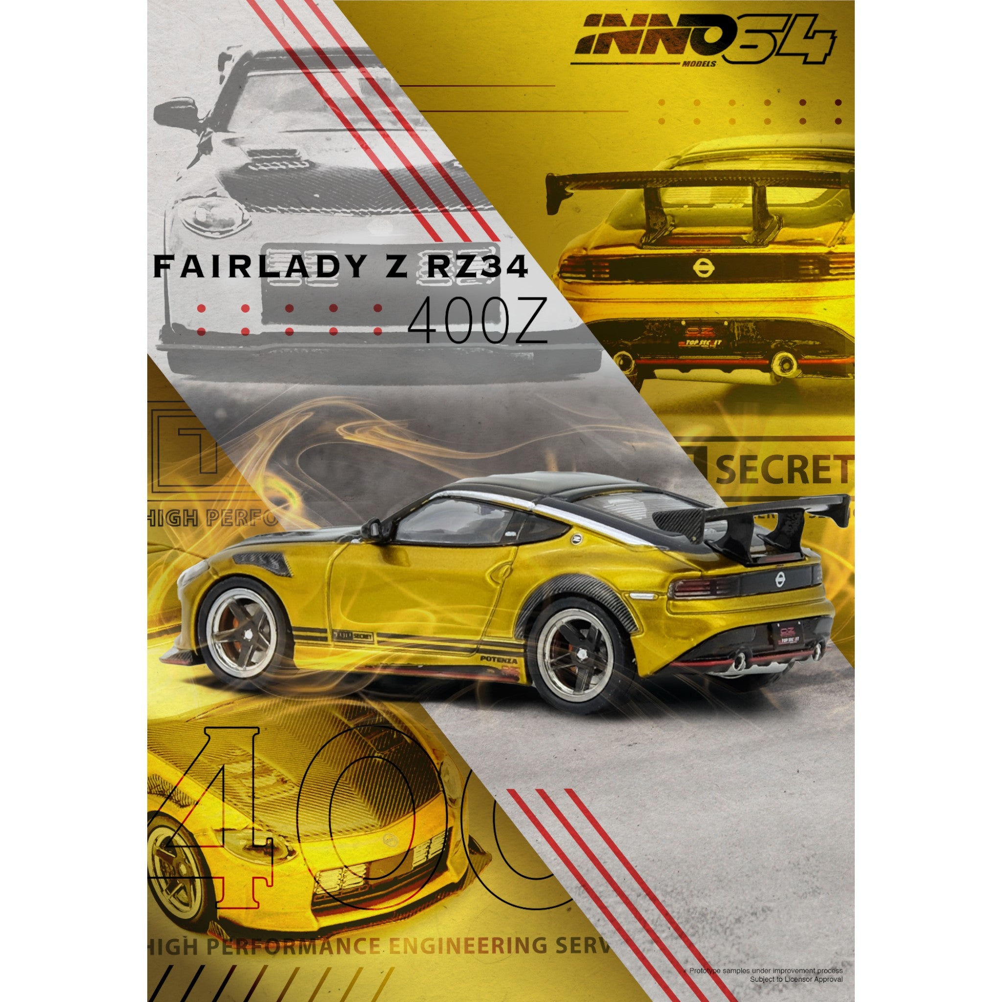 INNO64 - Pre-Order - Fairlady Z RZ34, gold - Top Secret - IN64-400ZTS-GOLD
