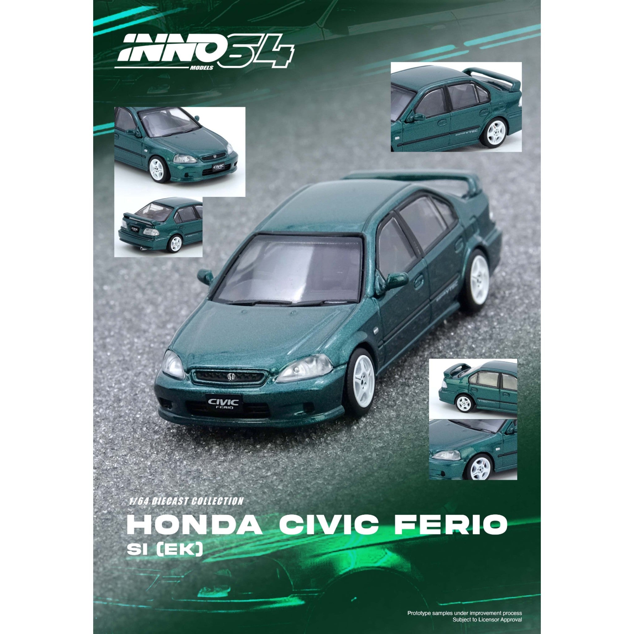 INNO64 - Pre-Order - Honda Civic Ferio SI (EK), green - IN64-EKS-GREEN