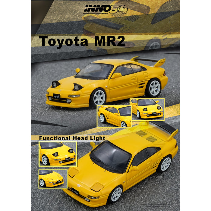 INNO64 - Pre-Order - Toyota MR2, yellow with Functional Head Light - IN64-MR2-YL