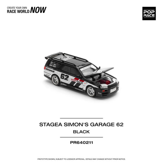 Pop Race - Pre-Order - Nissan Stagea Simon`s Garage #62, black - PR640211
