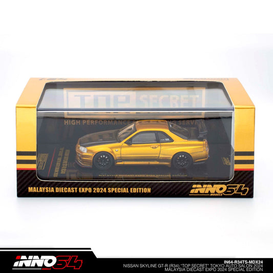 INNO64 - Nissan Skyline GT-R (R34) *Top Secret*, gold/black - 1:64 - IN64-R34TS-MDX24