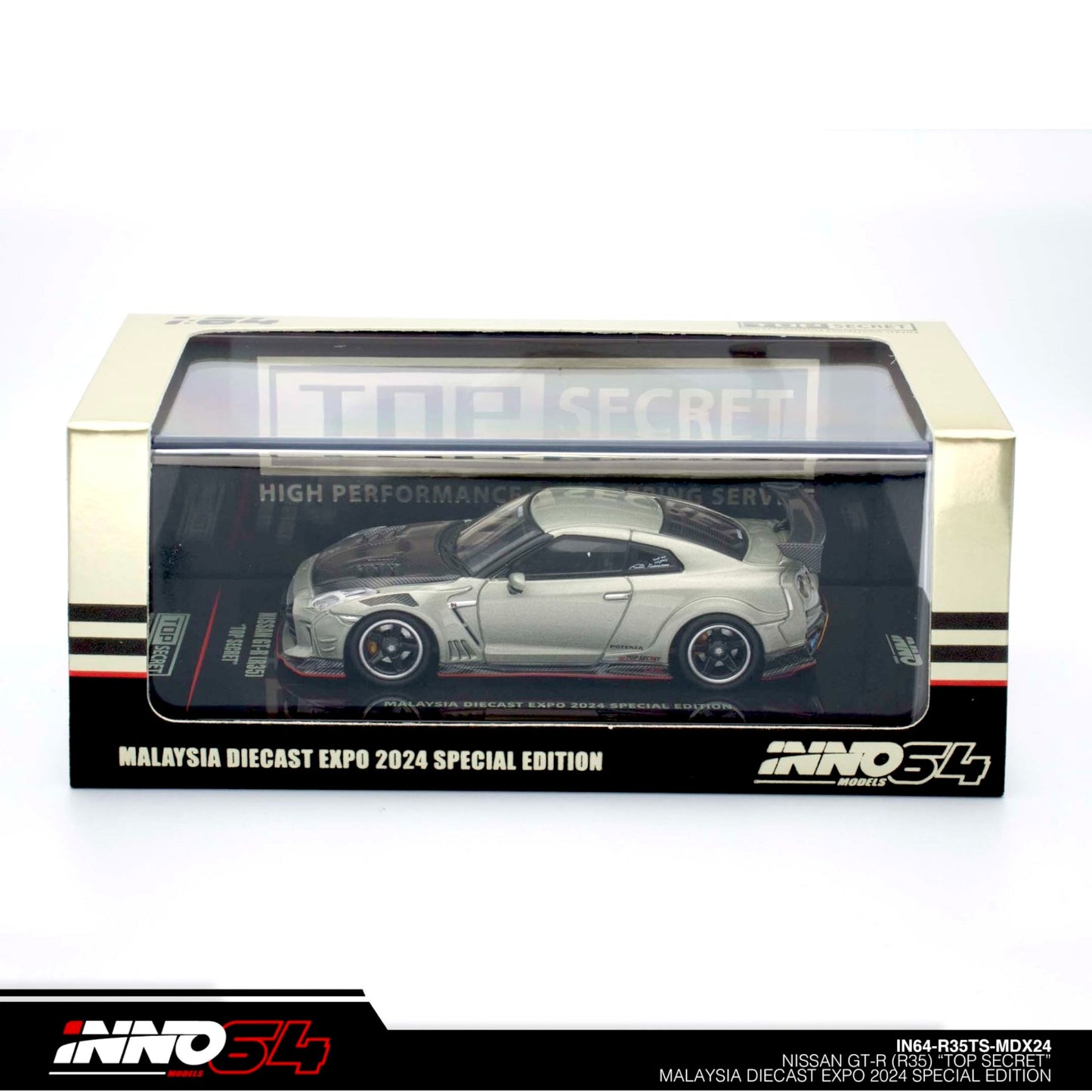 INNO64 - Nissan Skyline GT-R (R35) *Top Secret*, grey/black - 1:64 - IN64-R35TS-MDX24