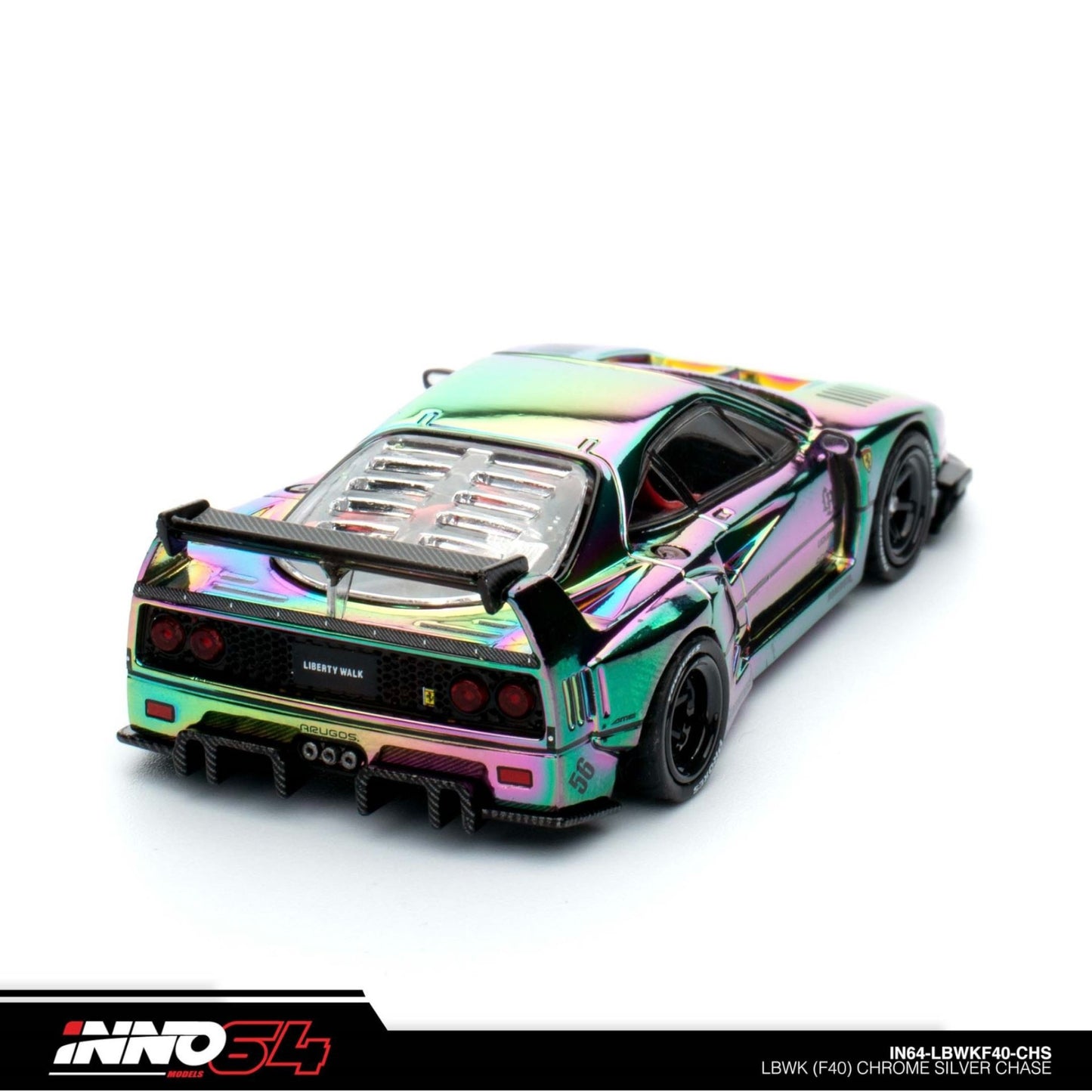 INNO64 - Pre-Order - LBWK Ferrari F40, chrome silver - IN64-LBWKF40-CHS - Chase Car
