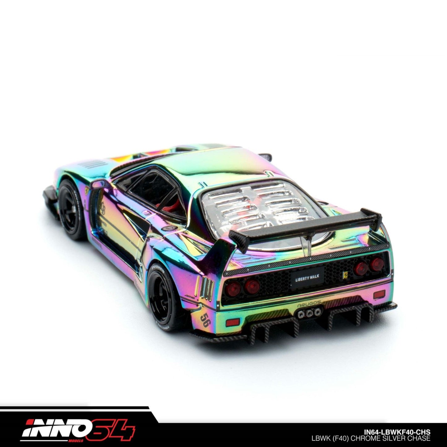 INNO64 - Pre-Order - LBWK Ferrari F40, chrome silver - IN64-LBWKF40-CHS - Chase Car
