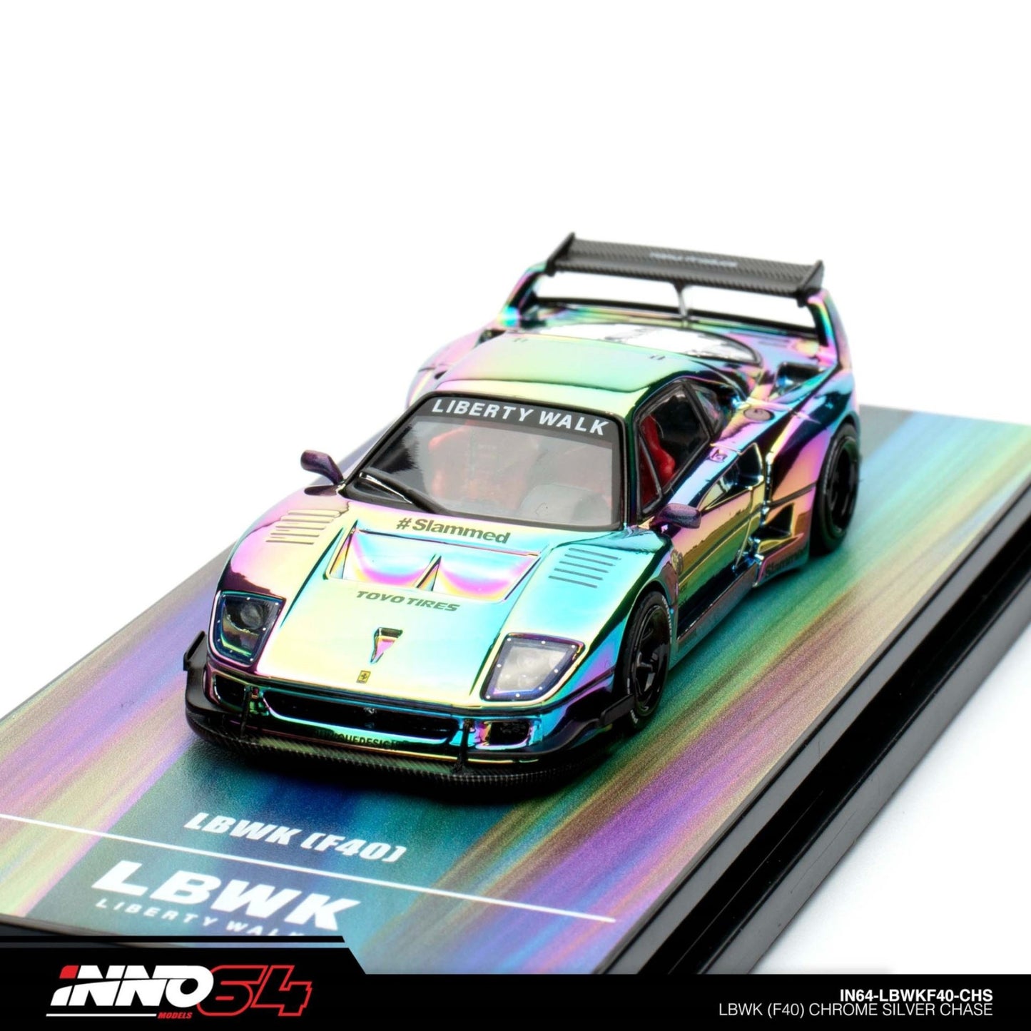 INNO64 - Pre-Order - LBWK Ferrari F40, chrome silver - IN64-LBWKF40-CHS - Chase Car