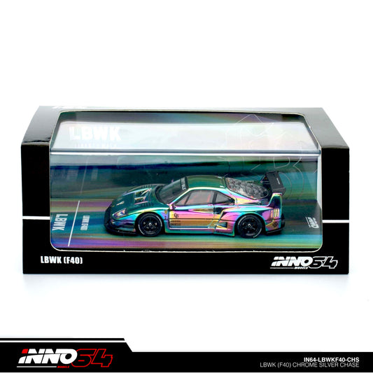 INNO64 - Pre-Order - LBWK Ferrari F40, chrome silver - IN64-LBWKF40-CHS - Chase Car