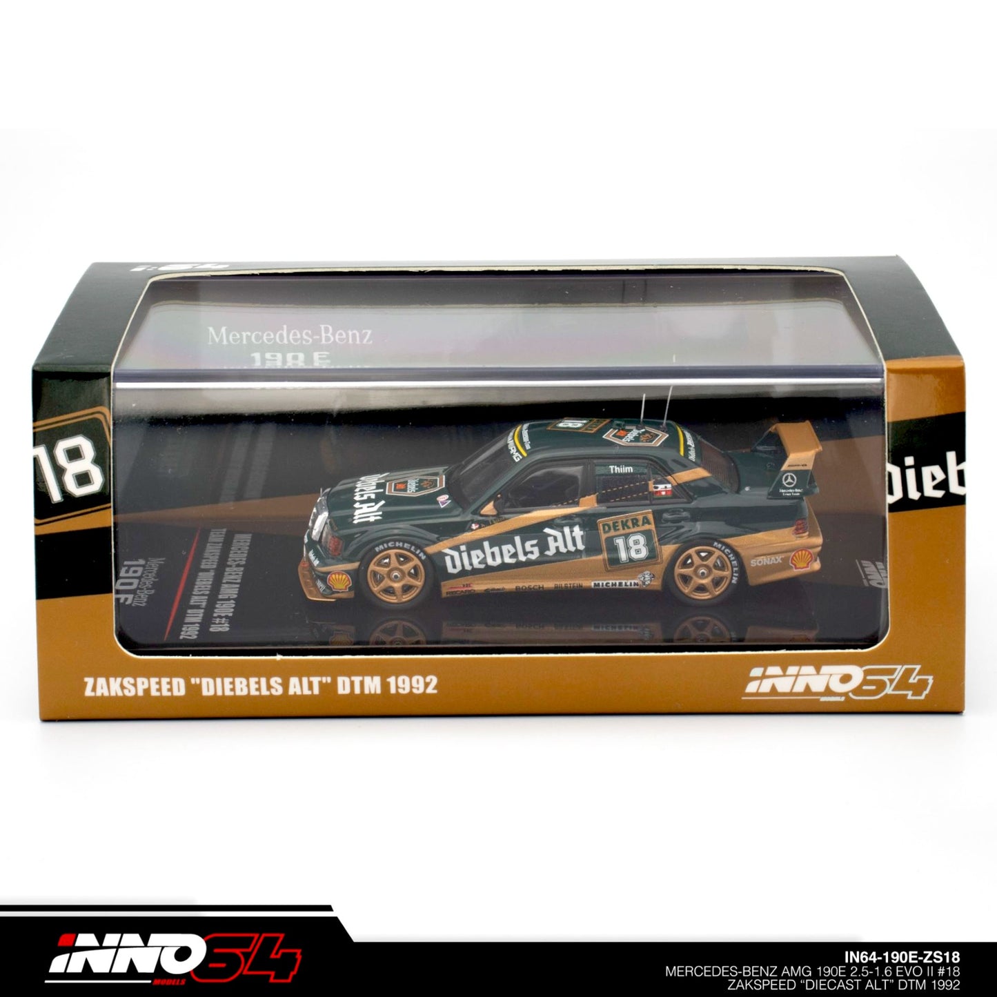 INNO64 - Mercedes-Benz AMG 190E 2.5-16 EVO II #18 Zakspeed "Diebels Alt' DTM 1992 - IN64-190E-ZS18 - 1:64