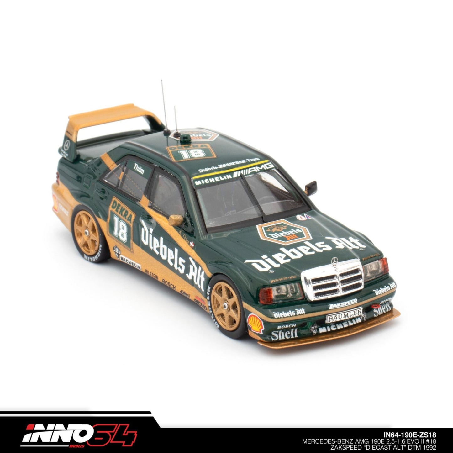 INNO64 - Mercedes-Benz AMG 190E 2.5-16 EVO II #18 Zakspeed "Diebels Alt' DTM 1992 - IN64-190E-ZS18 - 1:64
