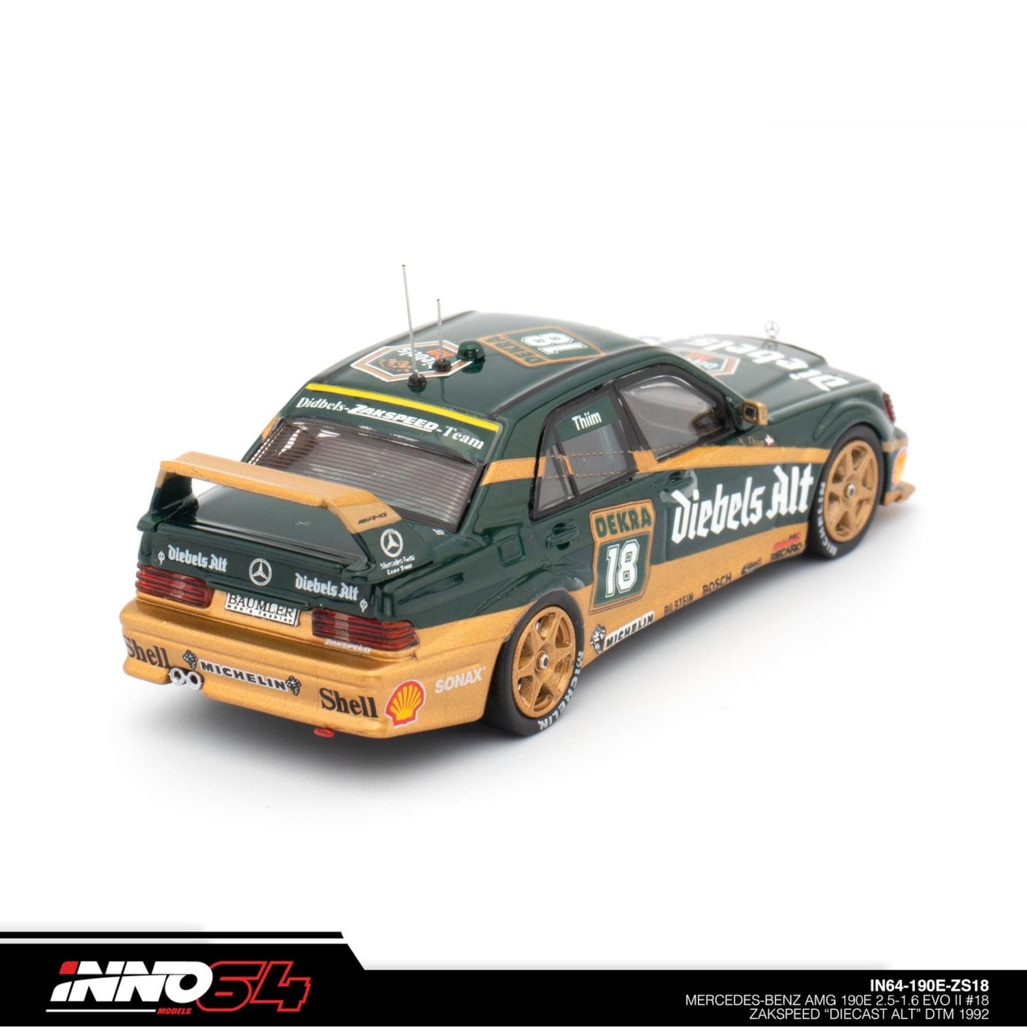 INNO64 - Mercedes-Benz AMG 190E 2.5-16 EVO II #18 Zakspeed "Diebels Alt' DTM 1992 - IN64-190E-ZS18 - 1:64