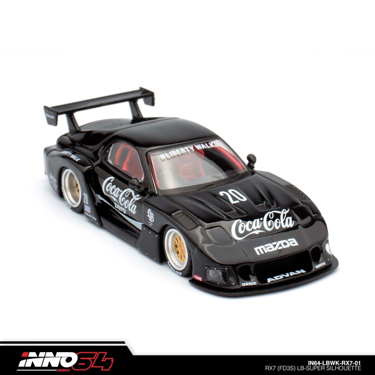 INNO64 - LBWK Mazda RX7 (FD3S) LB Super Silhouette, black - 1:64 - IN64-LBWKRX7-01