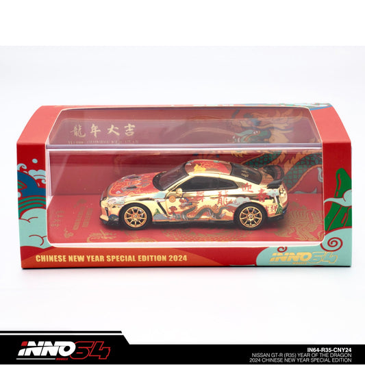 INNO64 - Nissan GT-R (R35) *Year of the Dragon 2024*, red/yellow - 1:64 - IN64-R35-CNY24