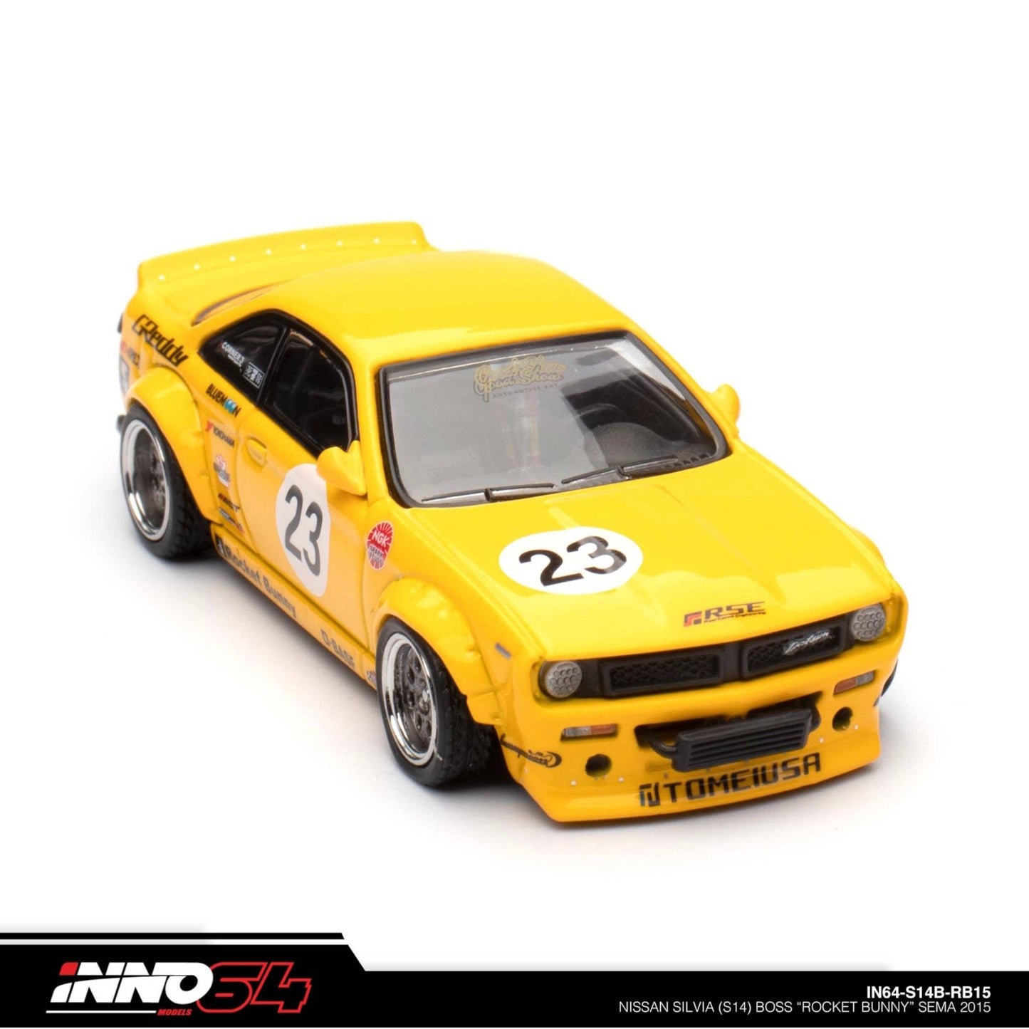 INNO64 - 2015 Nissan Silvia (S14) Boss *Rocket Bunny* Sema, yellow - 1:64 - IN64-S14B-RB15