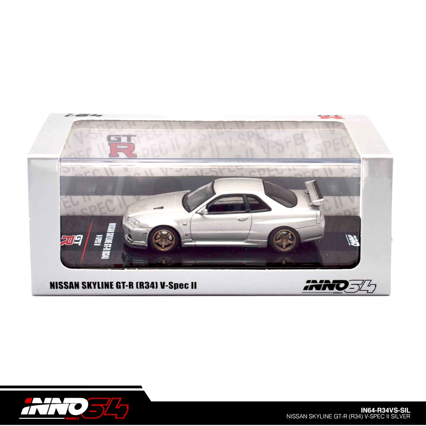 INNO64 - Nissan Skyline GT-R (R34) V-Spec II, silver - 1:64 - IN64-R34VS-SIL