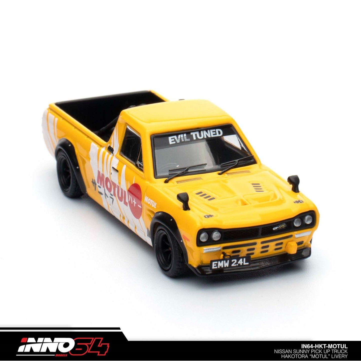 INNO64 - Nissan Hakotora Pick Up Truck *MOTUL* Livery, yellow - 1:64 - IN64-HKT-MOTUL