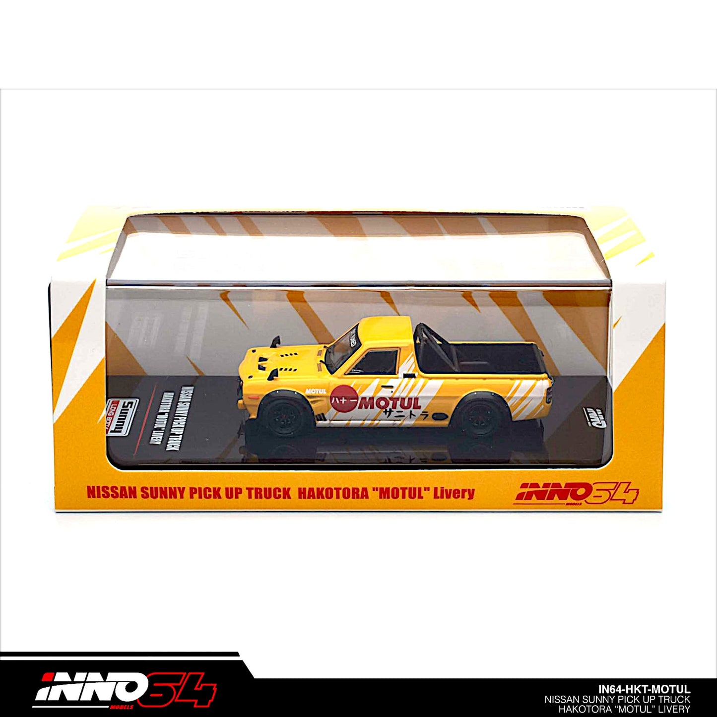 INNO64 - Nissan Hakotora Pick Up Truck *MOTUL* Livery, yellow - 1:64 - IN64-HKT-MOTUL