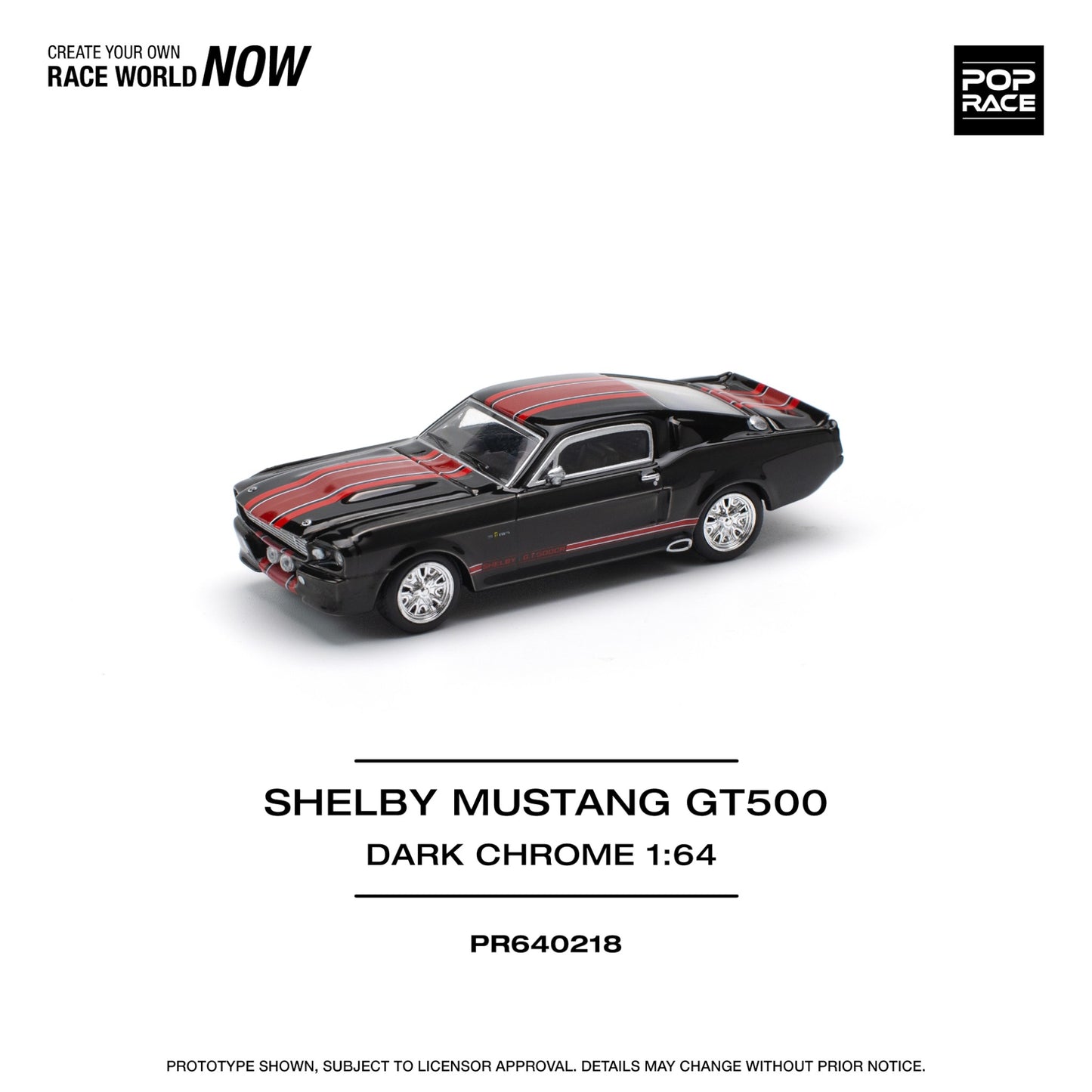 Pop Race - Pre-Order - Shelby Mustang GT500, dark chrome/red - PR640218